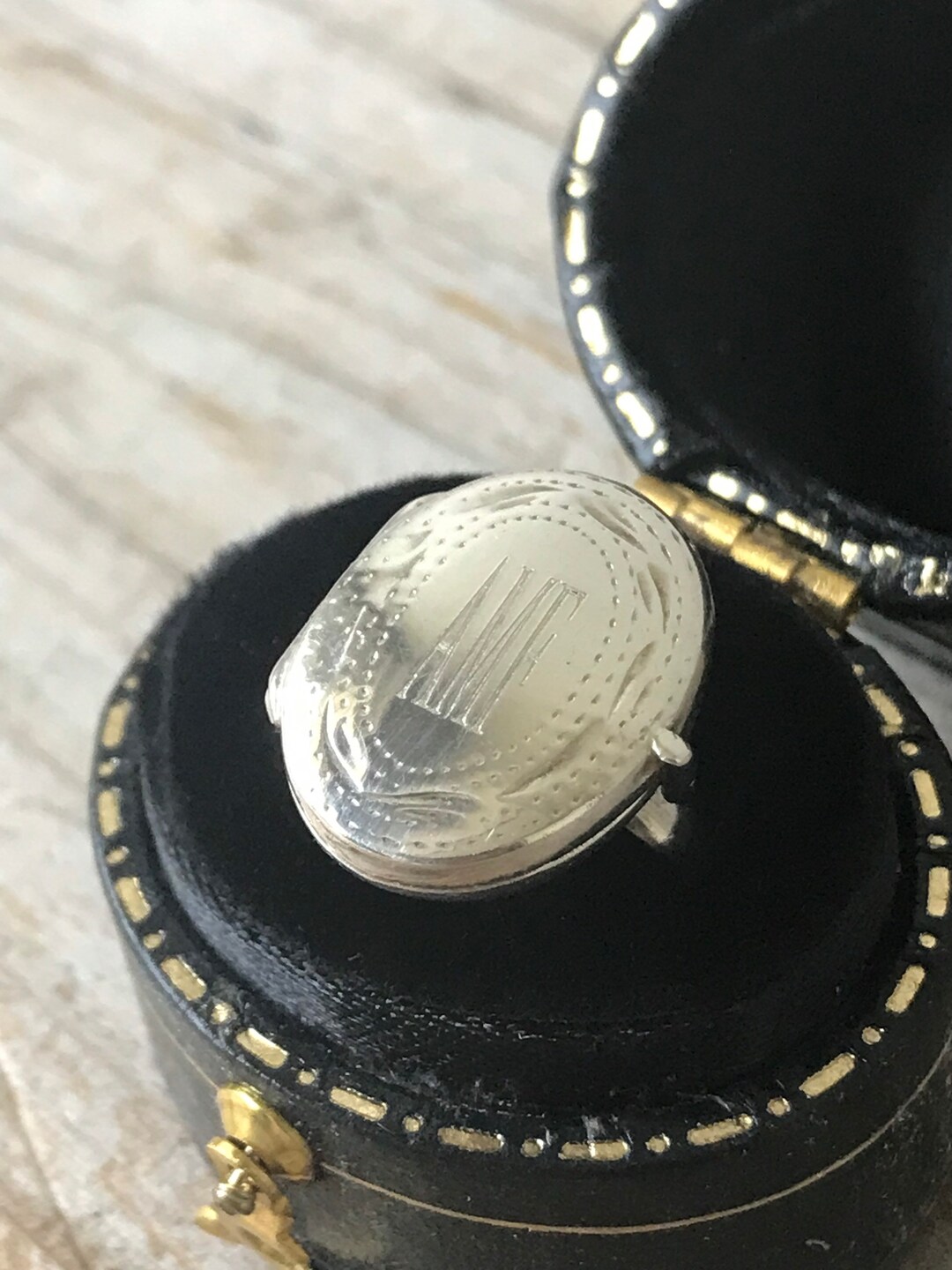 Antique Sterling Locket Ring Etsy
