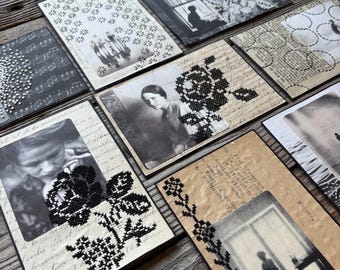 Handmade Paper Embroidery Collages