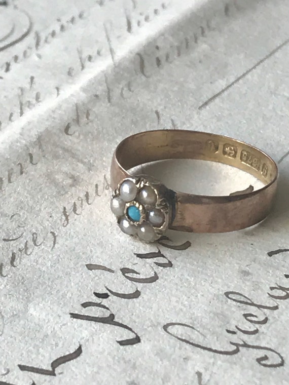 Antique Pearl and Turquoise Ring