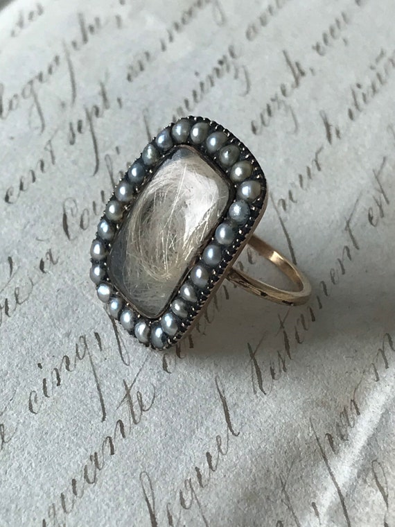 Antique Engraved Mourning Ring - image 1