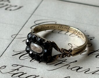 Antique Gold and Jet Mourning Ring