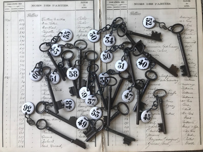Antique French Key and Tag image 2