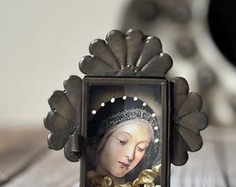 Handmade Madonna Assemblage Diorama Shadowbox Collage Mixed Media
