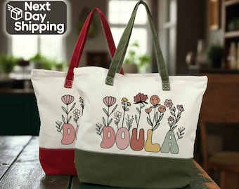Doula Floral Canvas Tote Bag: Birth Support, Midwife Gift