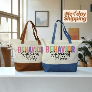 Personalized Behavior Specialist Canvas Tote Bag - ABA Therapist Gift