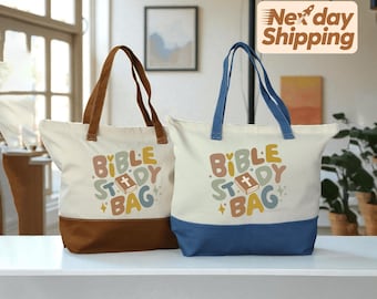 Bible Study Canvas Tote Bag: Christian Scripture & Faith Design