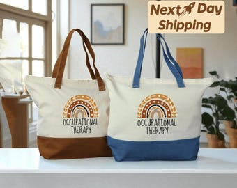 Occupational Therapy Tote Bag • OT Rainbow Tote • Therapist Gift Bag • Rehab Therapist Canvas Tote • OT Appreciation Gift