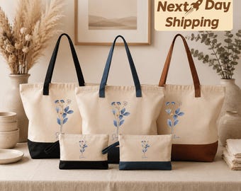 Personalized Birth Flower Tote Bag: Custom Floral Birthday Gift