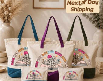 Teach Them Love Them Watch Them Grow Tote Bag • Teacher Gift Set • Floral Book Bag • Personalized Teacher Appreciation Bag • Teacher Totebag