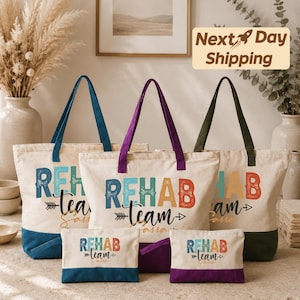 Rehab Team Tote Bag, Physical Therapy Gift, Occupational Therapy Gift, Custom Name Tote, PT OT Gift, Therapist Gift Bag
