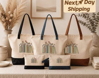 Personalized Book Tote Bag: Reader Gift, Library Design