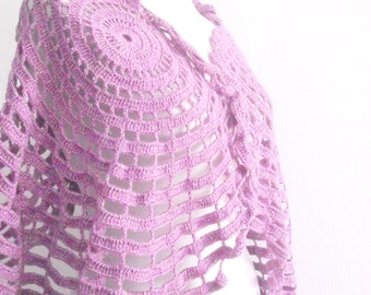 Handmade Crochet Lilac Shawl- woman shawl- gift shawl- cotton shawl- cotton scarves- shawl collar cardigan cotton accessories, freeshipping