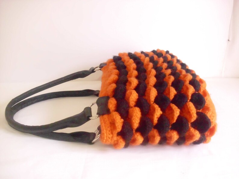 Free shipping Crochet Halloween Color Handbag, gift bag, handmade bags, woman bags, purse, tote, for sale, mother day gift, orange bags, image 4