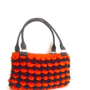 Free shipping Crochet Halloween Color Handbag, gift bag, handmade bags, woman bags, purse, tote, for sale, mother day gift, orange bags, image 1