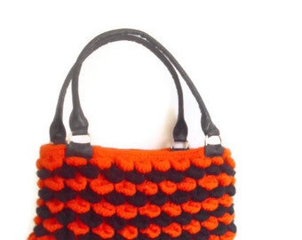 Free shipping Crochet Halloween  Color Handbag, gift bag, handmade bags, woman bags, purse, tote, for sale, mother day gift, orange bags,