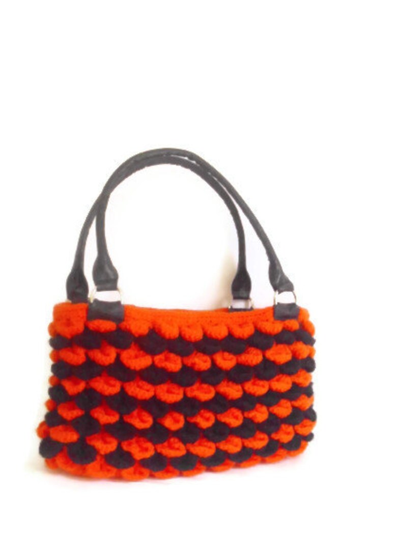 Free shipping Crochet Halloween Color Handbag, gift bag, handmade bags, woman bags, purse, tote, for sale, mother day gift, orange bags, image 1