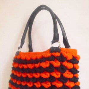 Free shipping Crochet Halloween Color Handbag, gift bag, handmade bags, woman bags, purse, tote, for sale, mother day gift, orange bags, image 3