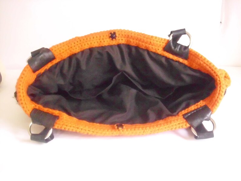 Free shipping Crochet Halloween Color Handbag, gift bag, handmade bags, woman bags, purse, tote, for sale, mother day gift, orange bags, image 5