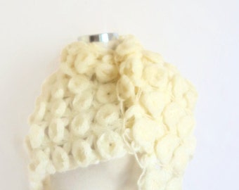 Handmade Crochet Ivory Flowered Shawl-Women accessory- handmade gift - fashion accessories - cotton shawl- fre shipping weddin scarves