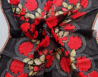 DISCOUNT Turkish Oya, handmade scarf, Flowers,Traditional,Lacework,  Scarf Women Fashion Accessories,yazma woman fashion ,gift,crochet,black
