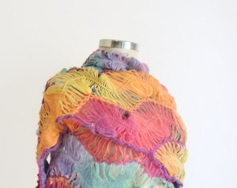 Handmade Crochet Rainbow (Multicolor) Shawl-woman gift/ girls gift/handmade gift/shawl/bohem/ RAİNBOW SHAWL