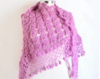 FREE SHİPPİNG-Handmade Crochet Lilac Shaw ,handmade accessories, scarves, handmade gift, woman gift,handmade necklace,wedding gift, handknit