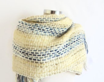 Handmade Blue Yellow Shawl  -women accessory-  handmade gift- woman shawl -fashion accessories-cotton shawl