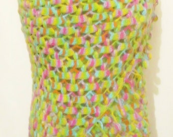 Handmade Crochet Rainbow  Shawl-Free Shipping