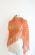 Handmade Crochet Salmon Shawl-Free Shipping, crochet shawl, crochet scarves , accessories, cotton , or\u0131g\u0131nal,wraps weddings crochet fashion product logo