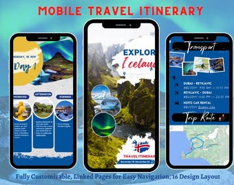 Bearbeitbarer Island-Reiseplan | Canva Digitales Urlaubstagebuch