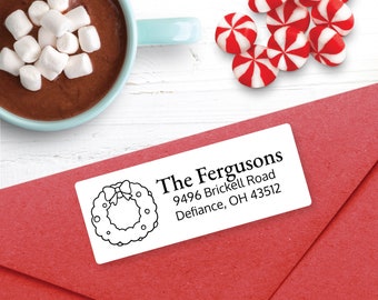 Christmas Return Labels, Custom Address Labels, Address Labels, Christmas Address Label, Personalized Address Labels, Christmas Wreath