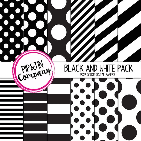 Black Polka Dot Digital Paper: White and Black Digital Paper, Black and  White Printable Patterns, Black and White Scrapbook Paper (Instant  Download) 