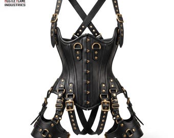 Leather Gothic Corset Harness Set | Full Body Cosplay Festival Wear