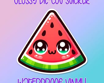 Kawaii Watermelon die-cut • Cute food • Water bottle sticker • Laptop sticker • Waterproof glossy vinyl decal • Lunch box sticker • Party