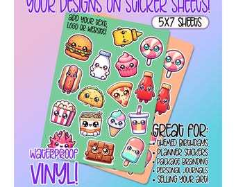 Custom Sticker Sheets 5x7" • Party Favors • Personalized Journaling Stickers • Planner Stickers