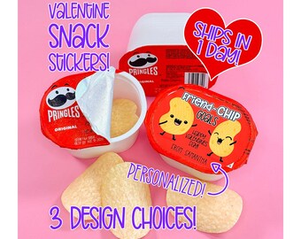 Personalized Classroom Valentine Snack Stickers • Fits Pringles Snack Stack containers