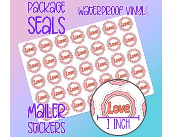 Valentines Small Business Package and Envelope Seals / Labels - Waterproof Matte Vinyl Stickers