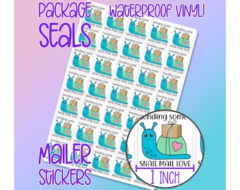 Sending Some Snail Mail Love  •  Small Business Package and Envelope Seals / Labels - Waterproof Matte Vinyl Stickers