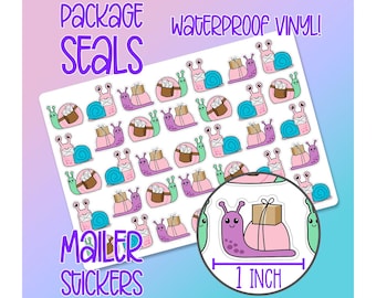 Snail Mail Snails •  Small Business Package and Envelope Seals / Labels - Waterproof Matte Vinyl Stickers