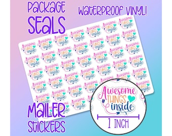 Small Business Package and Envelope Seals / Labels - Waterproof Matte Vinyl Stickers
