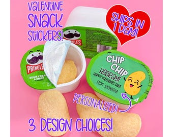 Personalized Classroom Valentine Snack Stickers • Fits Pringles Snack Stack containers