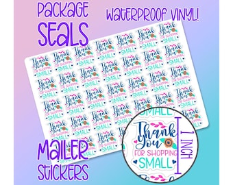 Small Business Package and Envelope Seals / Labels - Waterproof Matte Vinyl Stickers
