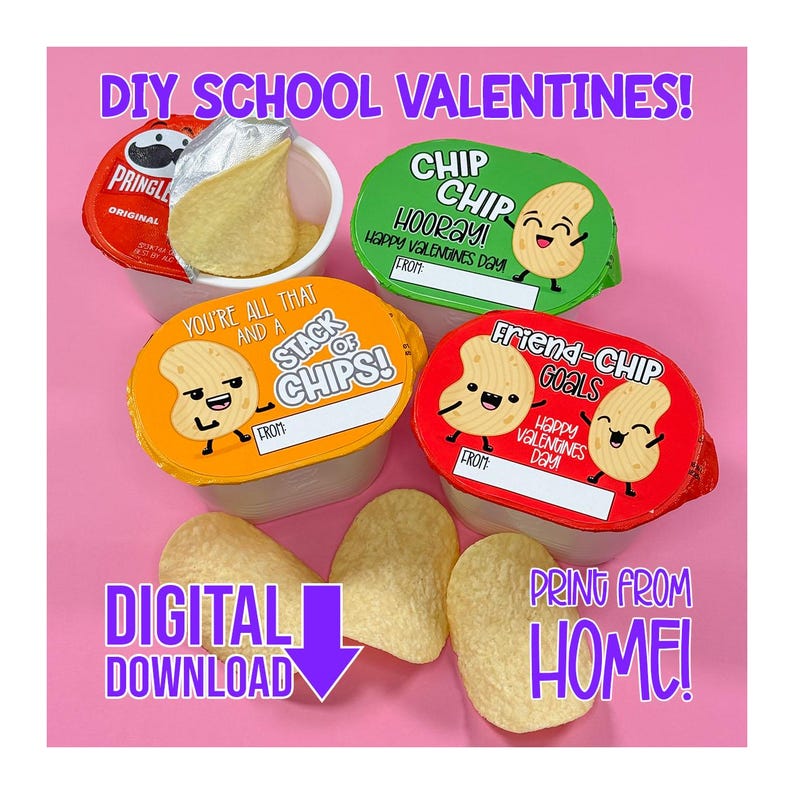 Printable Classroom Valentine Snack Labels • DIY Kids School Valentine ...