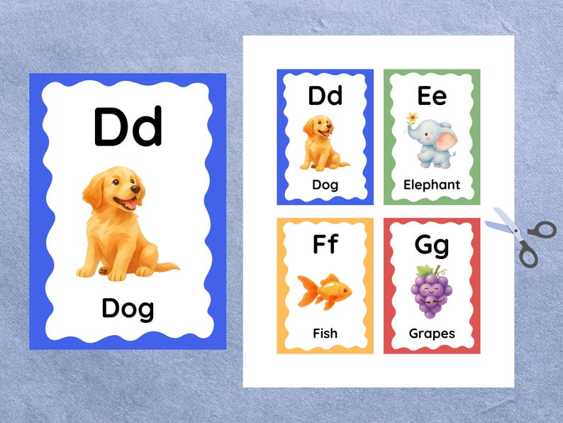 Printable ABC Flashcards for Kids, Alphabet Learning Cards With ...