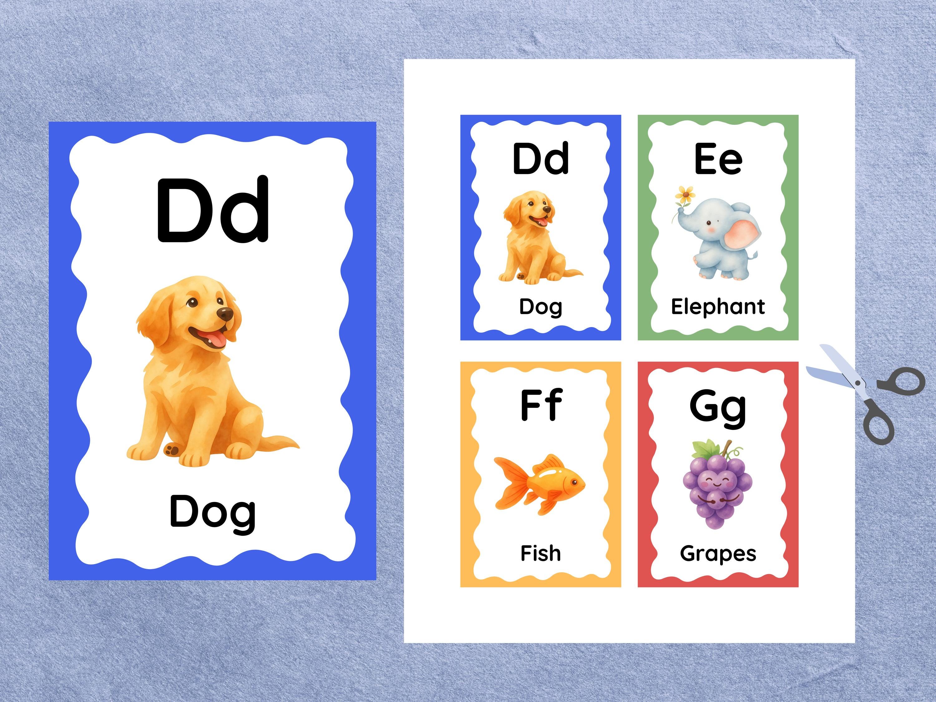 Printable ABC Flashcards for Kids, Alphabet Learning Cards With ...