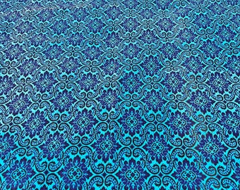 Vintage Egyptian Cotton Blue woven bedspread/Throw by Orlintex 1950s. Bohemian Home Decor.