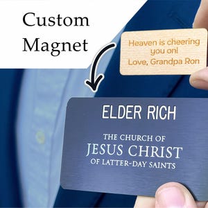 Personalized Missionary Name Tag Magnet | Custom Engraved Scripture, Magnetic Badge for Elder or Sister