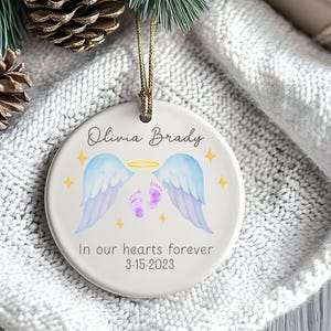 Ornamento regalo per aborto spontaneo, ricordo commemorativo per la perdita del bambino, ornamento commemorativo personalizzato, regalo di condoglianze per un angelo neonato, piccolo ricordo commemorativo con impronta del piede