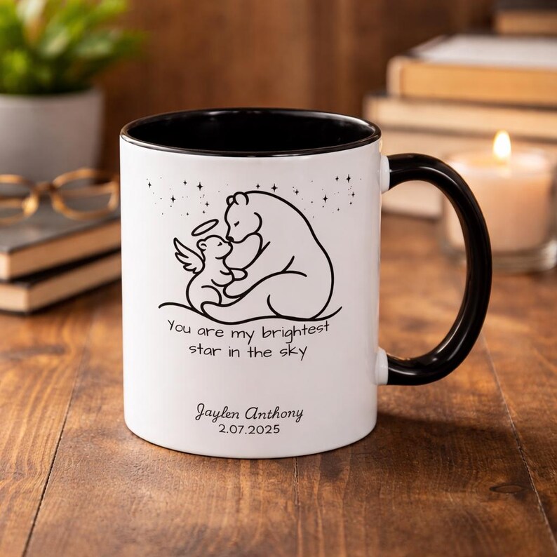 Angel baby remembrance mug bereavement gift for grieving mom warm neutral mockup
