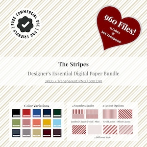 Professional Stripe Pattern Bundle: Cabana, Pinstripe, and Barcode Designs